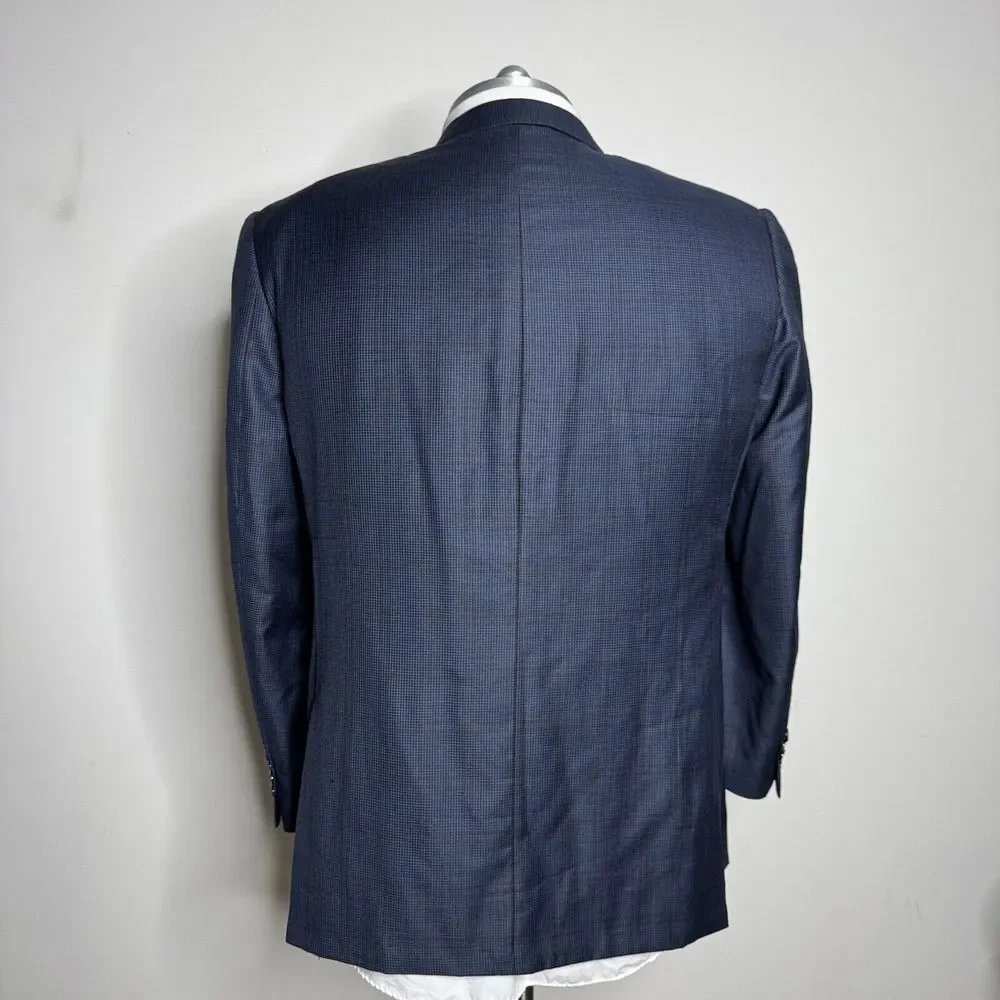 Joseph Bach Sartoriale‎ Sport Coat Blazer 48R (58 it) Mens Blue Check Wool